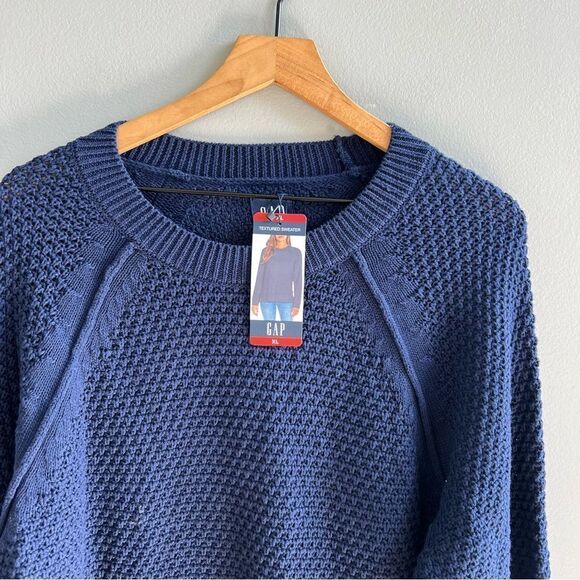 Gap NWT Textured Midnight Navy Crew Neck Sweater Size XL - Picture 5 of 14